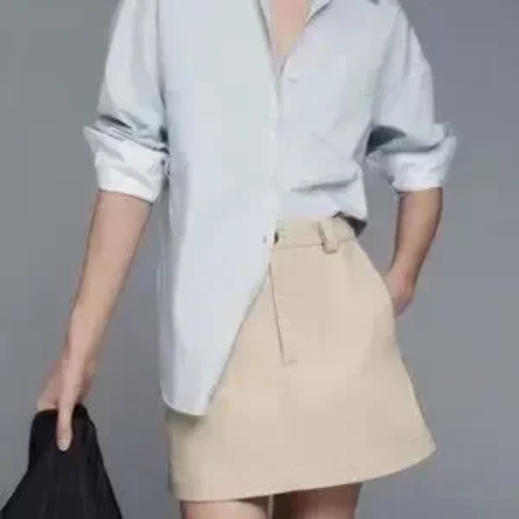 Anthropologie Maeve Side-Striped Tan Mini Skirt Size M. NWT - Picture 3 of 13